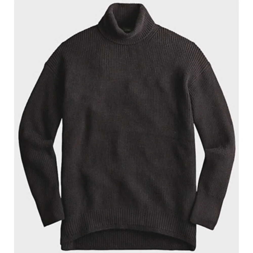 J.Crew Womens Black Cotton Cashmere Ribbed‎ Turtleneck Sweater BB427 Small